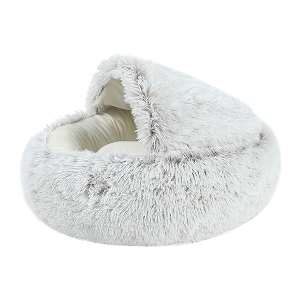 New Style Pet Dog Cat Bed Round Plush Cat Warm Bed House Soft Long Plush Bed For Small Dogs For Cats Nest 2 In 1 Cat Bed