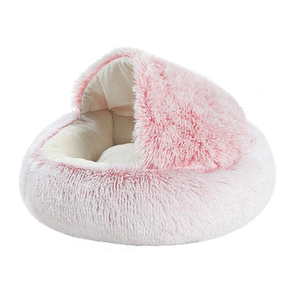 New Style Pet Dog Cat Bed Round Plush Cat Warm Bed House Soft Long Plush Bed For Small Dogs For Cats Nest 2 In 1 Cat Bed