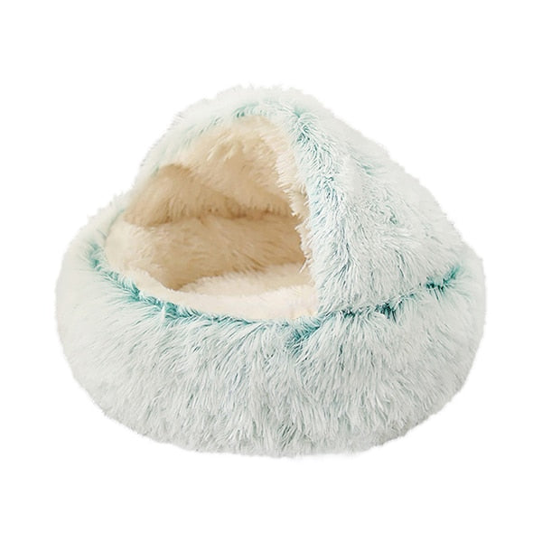 New Style Pet Dog Cat Bed Round Plush Cat Warm Bed House Soft Long Plush Bed For Small Dogs For Cats Nest 2 In 1 Cat Bed