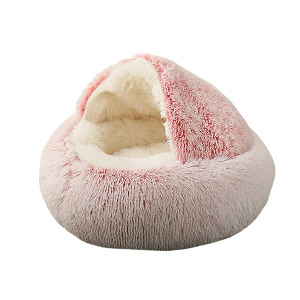 New Style Pet Dog Cat Bed Round Plush Cat Warm Bed House Soft Long Plush Bed For Small Dogs For Cats Nest 2 In 1 Cat Bed