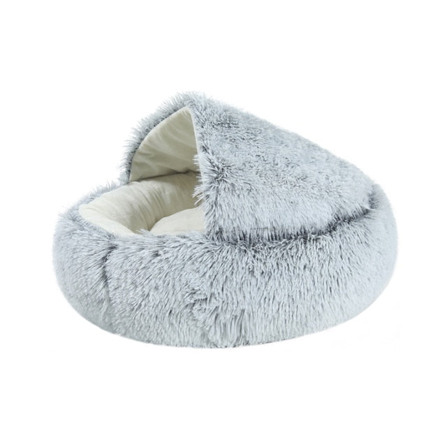 New Style Pet Dog Cat Bed Round Plush Cat Warm Bed House Soft Long Plush Bed For Small Dogs For Cats Nest 2 In 1 Cat Bed