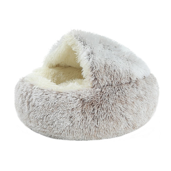 New Style Pet Dog Cat Bed Round Plush Cat Warm Bed House Soft Long Plush Bed For Small Dogs For Cats Nest 2 In 1 Cat Bed