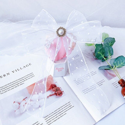 Ribbon Satin Kitten Cat Collar Pearl Fairy Gradient Dog Bowknot Necklace Head Decor Pet Bows Cat Accessories Ragdoll Silvercat