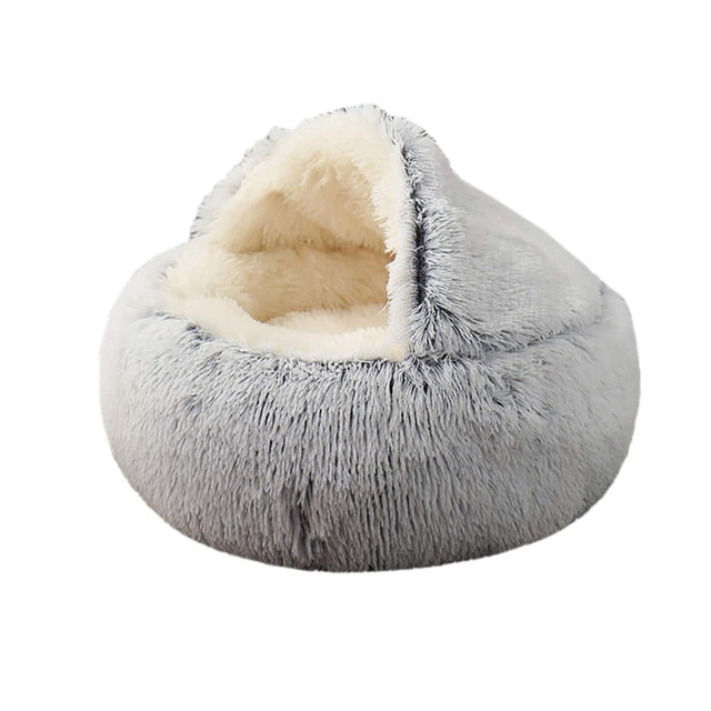 New Style Pet Dog Cat Bed Round Plush Cat Warm Bed House Soft Long Plush Bed For Small Dogs For Cats Nest 2 In 1 Cat Bed