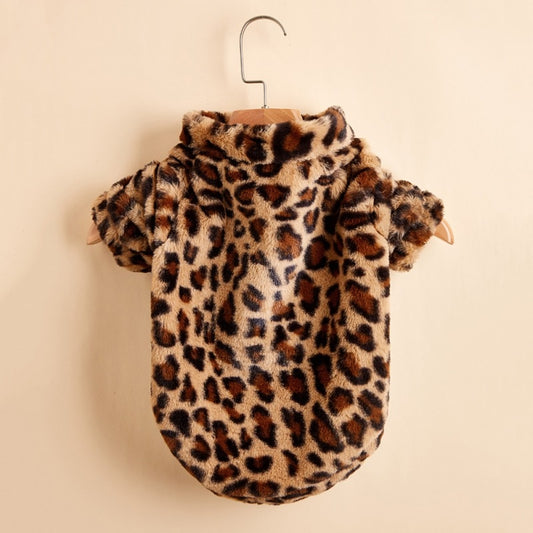 Dog Clothes for Dogs Pet Sweater Jacket  Coat Winter Leopard Print French Bulldog Soft Coat Medium Dog Clothes Fur Hoodies