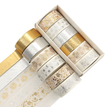 Xi Yu 6Pcs/Set Flower Plant Washi Tape Decorative Adhesive Tape Gold Foil Masking Tape Sticker Scrapbooking DIY Diary Stationery