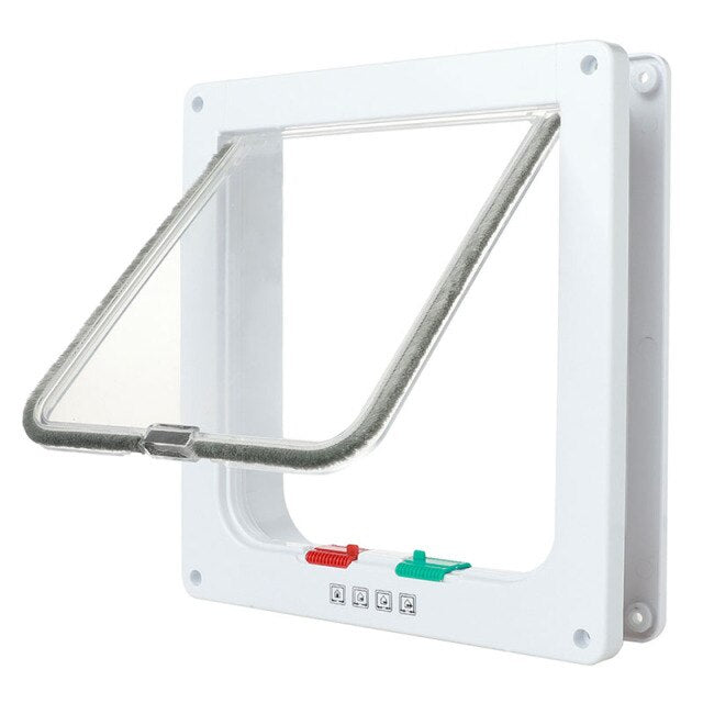 New 3 Size 4 Way Home Pet Cat Flap Door Cat Puppy Dog Supplies Lock Lockable Safe Flap Door Gate for Dog Cats Kitten