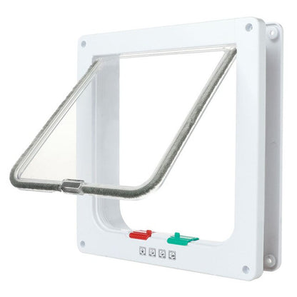 New 3 Size 4 Way Home Pet Cat Flap Door Cat Puppy Dog Supplies Lock Lockable Safe Flap Door Gate for Dog Cats Kitten