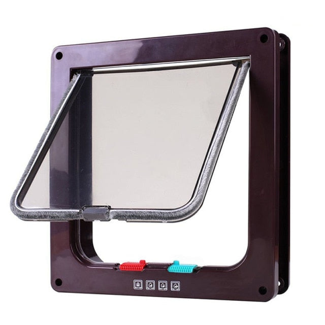 New 3 Size 4 Way Home Pet Cat Flap Door Cat Puppy Dog Supplies Lock Lockable Safe Flap Door Gate for Dog Cats Kitten