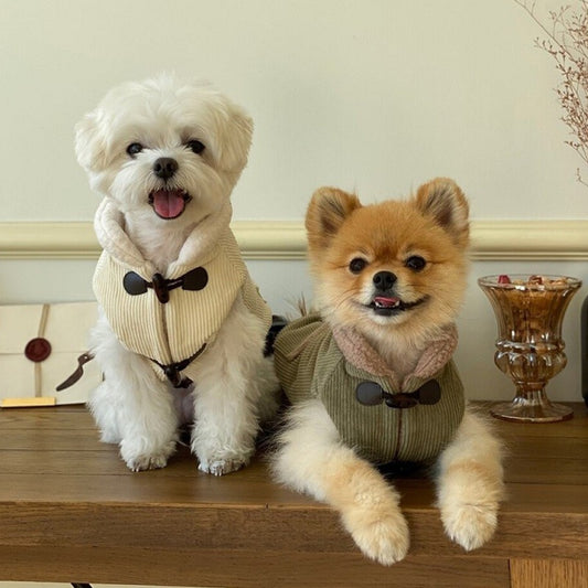 Coat Cotton Dog Clothes Thicken Jackets for Dogs Clothing Pet Outfits Velvet Cute Autumn Winter Warm Yorkies Beige Boy Mascotas