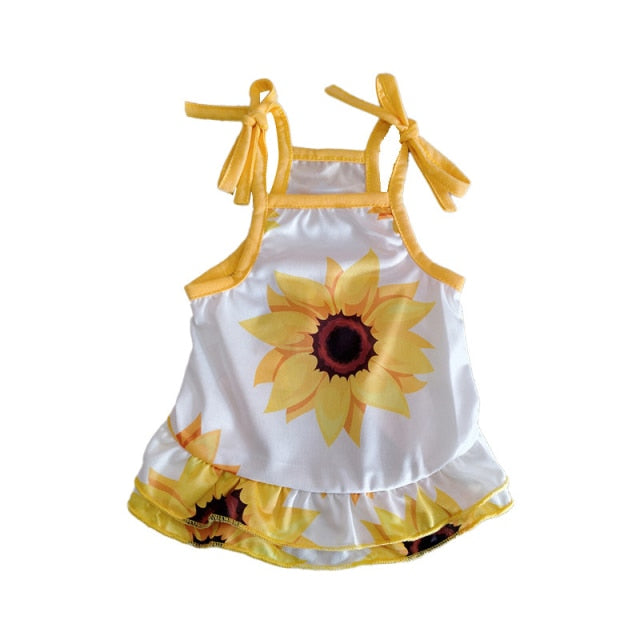 Summer Dog Clothes Cute Floral Sling Dress Thin Skirt Sunscreen For Small Dog Chihuahua Bichon Poodle Costume Puppy Pet Dresses