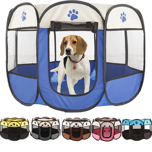 Portable Folding Pet Tent Dog House Octagonal Cage For Tent Playpen Puppy Kennel Easy Operation Fence Outdoor Big Dogs House