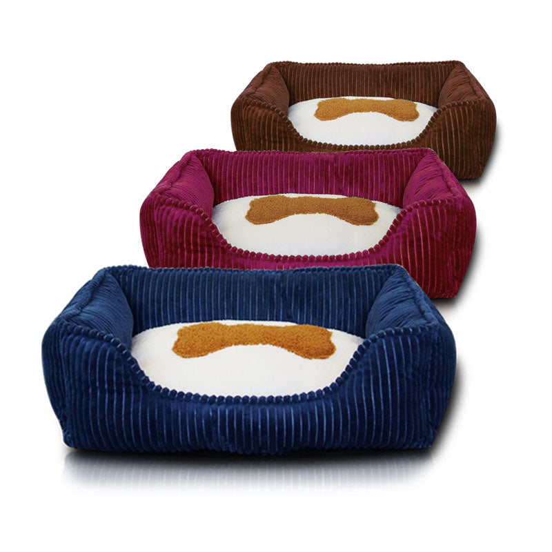 Dog Bed Winter Warm Dog Kennel 3 Colors Bone Square Water Wash Cat Kennel Soft Deep Sleep Dog Supplies Pet Bed Pet Accessories