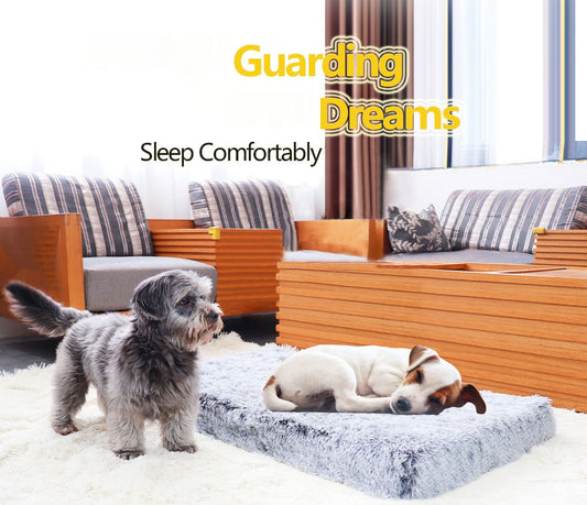 Long Plush Deluxe Orthopedic Foam Dog Bed Removable Cover Rectangular Cat Dog Mats  Pet Mattress Cushion for Small Large Dogs