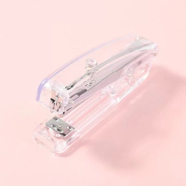 Cute Rose Gold Colorful Stapler Staple Remover Staples Tools Creative Transparent Stapler Stationery Office School Supply