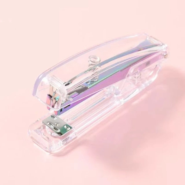 Cute Rose Gold Colorful Stapler Staple Remover Staples Tools Creative Transparent Stapler Stationery Office School Supply