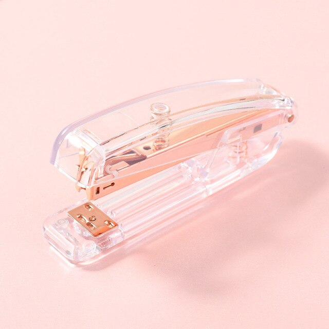 Transparent Rose Gold Office Supplies Color Scissors Colorful Stapler Punch Nail Art Scrub