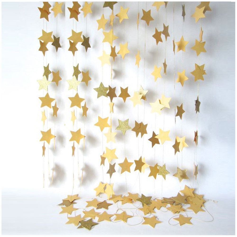 DIY Party Banner Star Round Garlands Flash Paper Garlands Bunting Wedding Baby Shower Birthday Party Decorations Home Decor