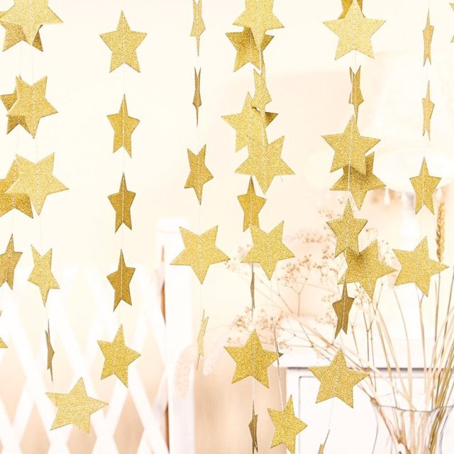DIY Party Banner Star Round Garlands Flash Paper Garlands Bunting Wedding Baby Shower Birthday Party Decorations Home Decor