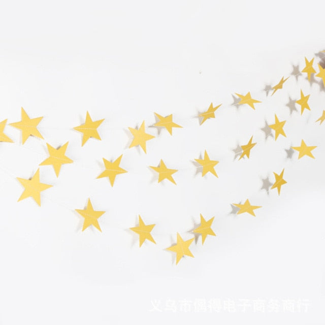 DIY Party Banner Star Round Garlands Flash Paper Garlands Bunting Wedding Baby Shower Birthday Party Decorations Home Decor