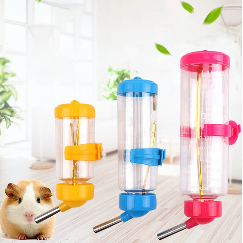 80/125/250ml Plastic Dispenser Hamster Drinking Head Pipe Hanging Dog Water Bottle Drinker for Guinea Pig Squirrel Pet Feeder