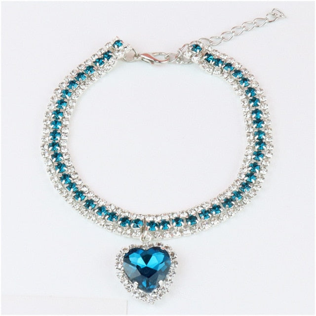 Pet Dog Collar with Bling Charm Adjustable Cat Necklace with Rhinestone Pendant Puppy Jewelry for Female Chihuahua Yorkie